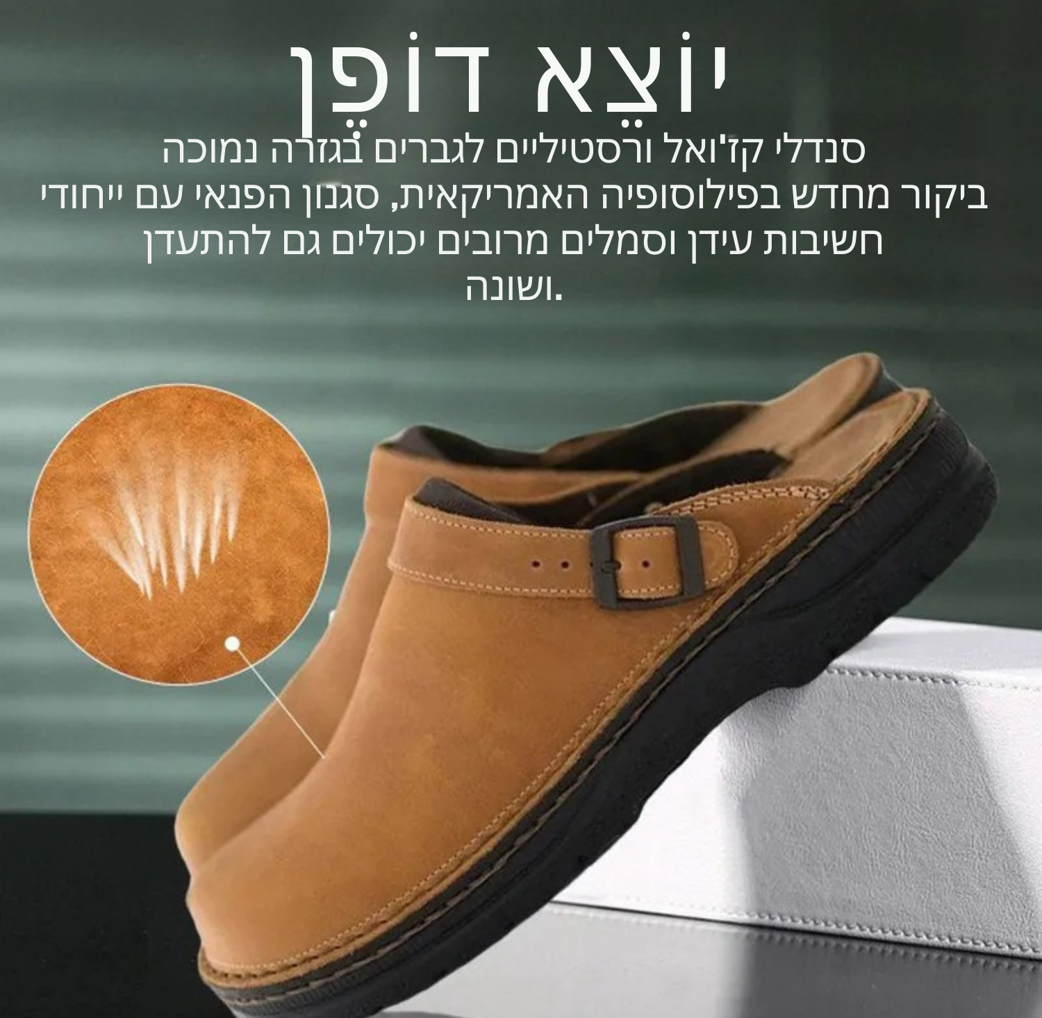 ™Yoel | כפכפי גברים מרובעים – במידות גדולות, חיתוך נמוך